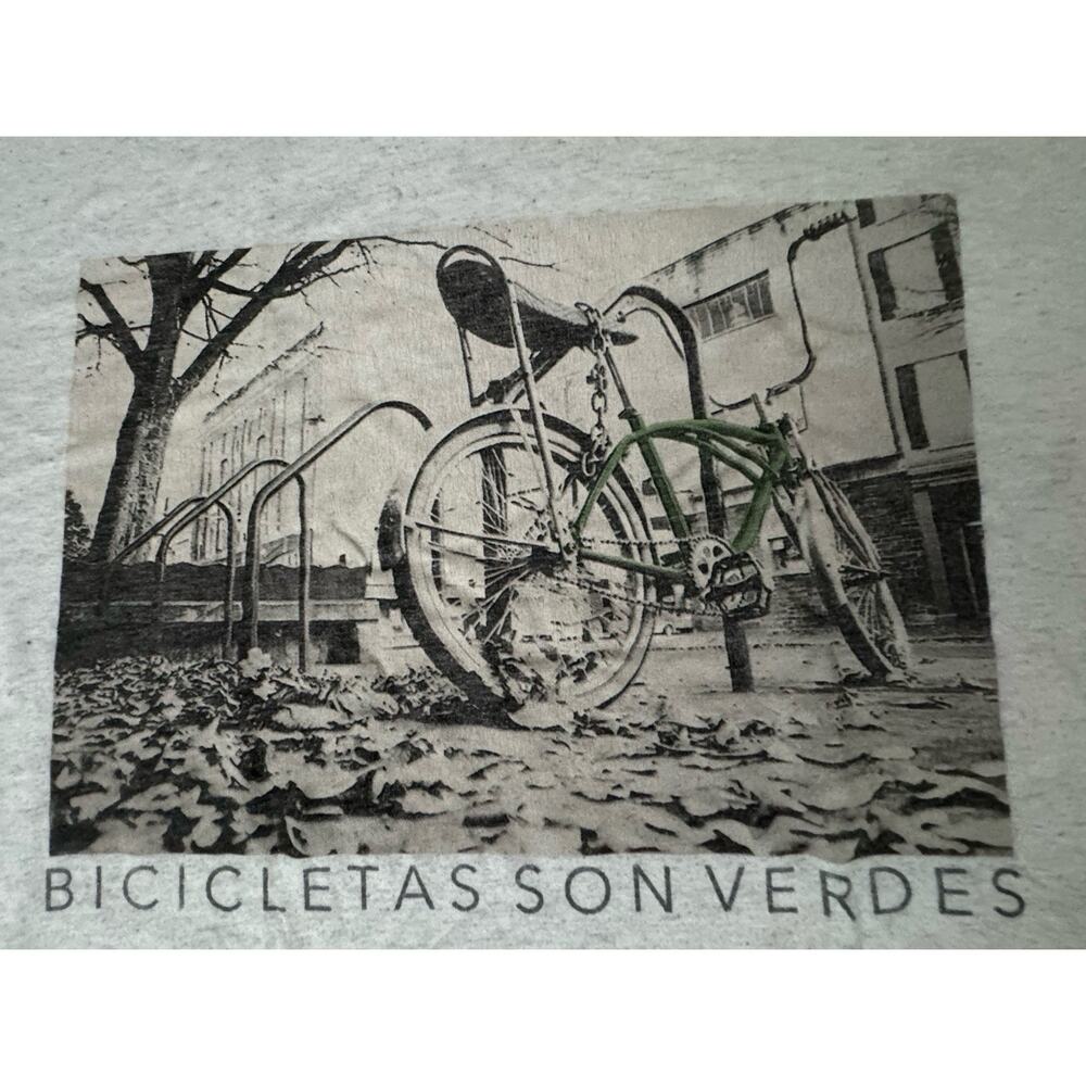 anjelah Graphic T Shirt XL Bicycle Print Bicicletas Son Verdes Gray Tee - Picture 2 of 6